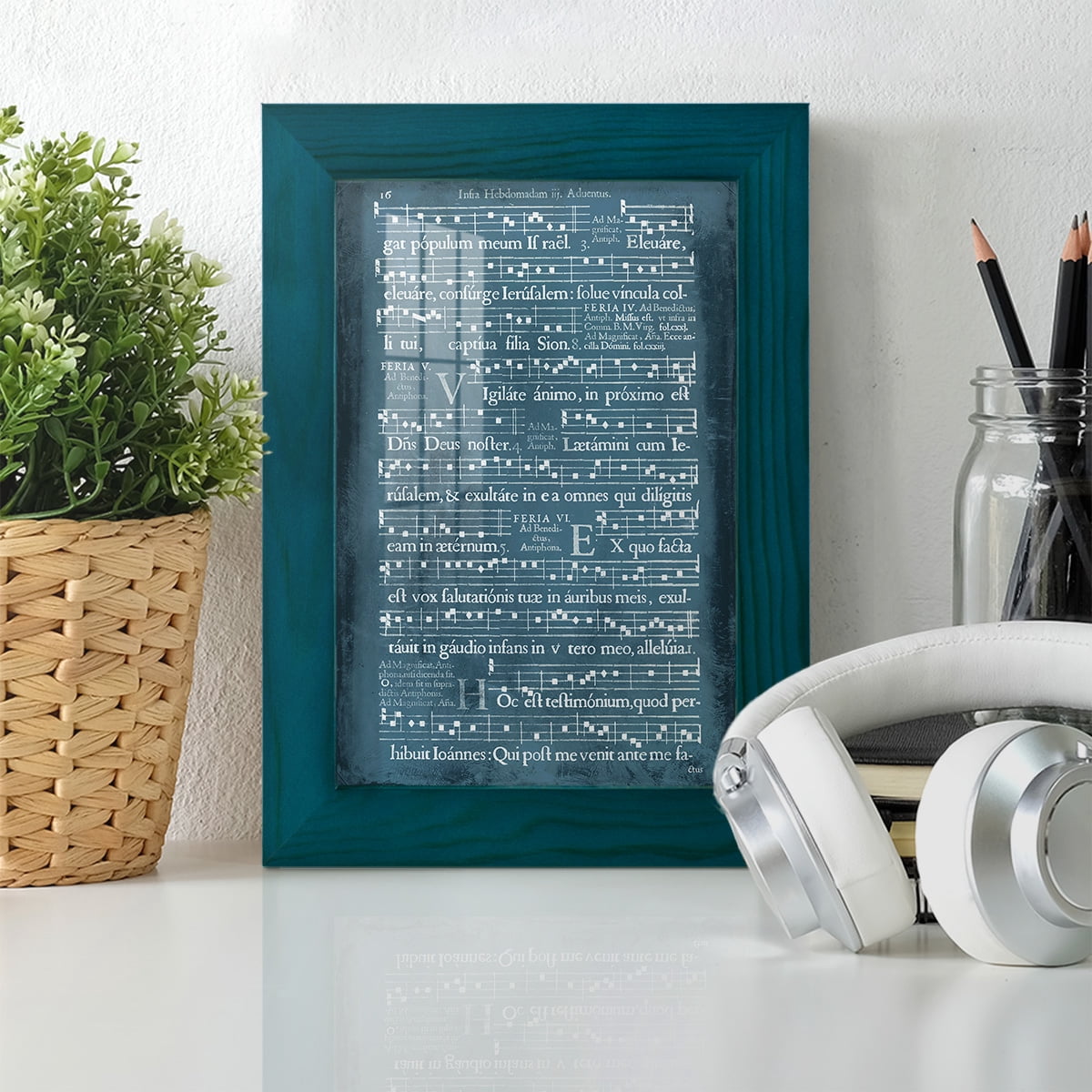 Graphic Songbook I -Framed Print w/glass-Ocean Blue