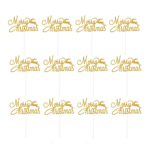 12pcs Novel Merry Christmas Cake Decorations Cake Topper Deer Cake Decorations