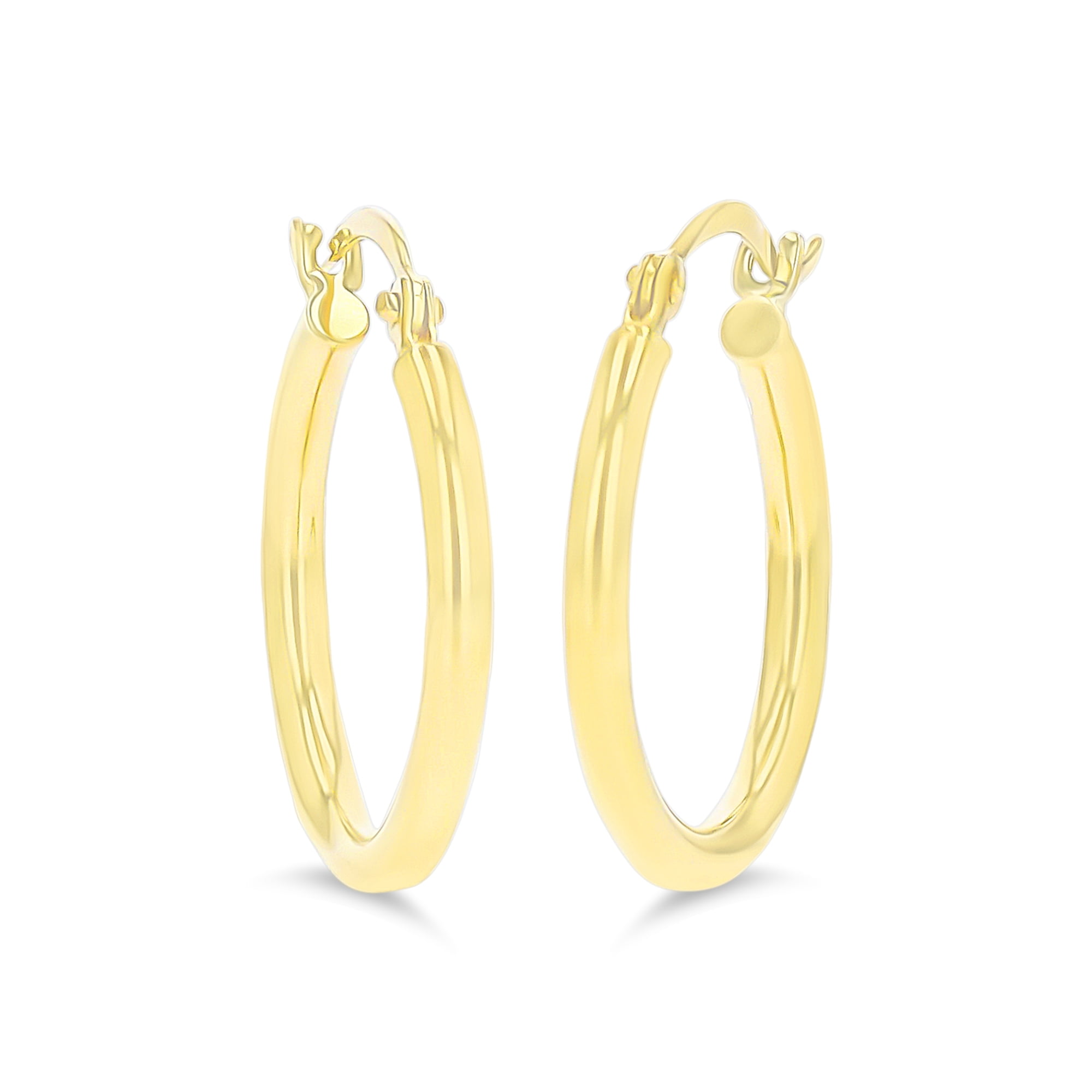 10k Yellow Gold 2x20mm Polished And Diamond-Cut Round Double Hoop Earr