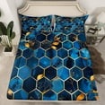thumbnail image 2 of Feelyou Chic Fashion Honeycomb Queen Sheet Sets, Navy Art Abstract Ombre Flat Sheet, Mystic Glitter Galaxy Queen Fitted Sheet, Lightweight Room Decor, 4-Piece, 2 of 7