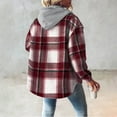 thumbnail image 6 of Women's Flannel Plaid Jacket Drawstring Hooded Sherpa Fleece Lining Winter Jackets Button Up Long Sleeve Outerwear (XL, Wine 01), 6 of 6