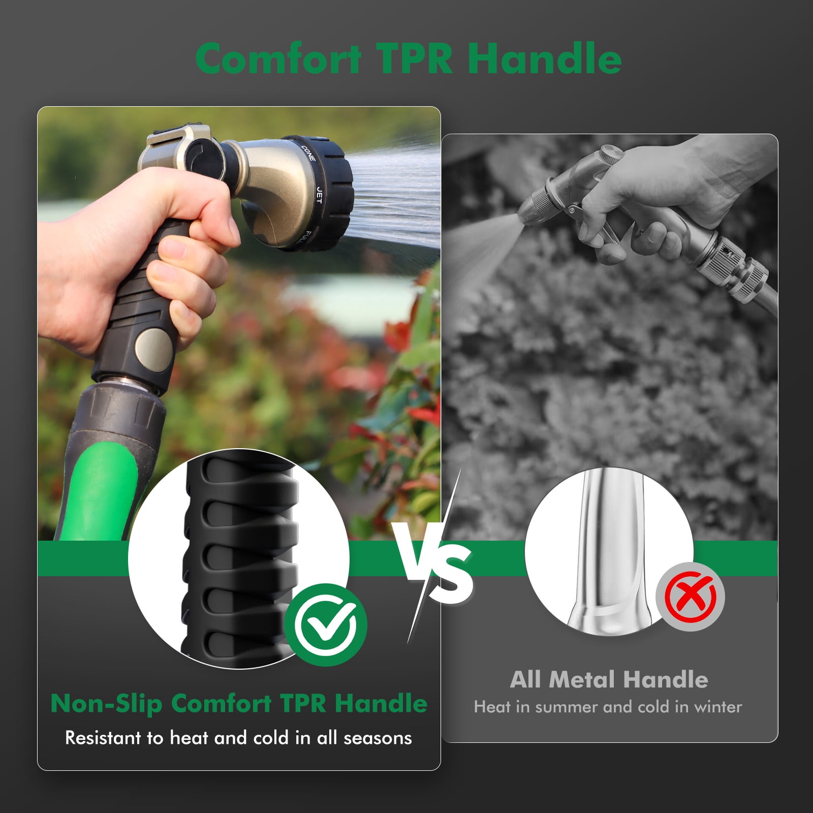 Restmo Ergonomic Zinc-alloy Garden Hose Nozzle, 7 Watering Patterns, Thumb Control, High Pressure Sprayer，Black
