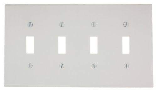 Leviton 80512-W White Midway Four Gang Toggle Light Switch Wall Plate