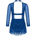 thumbnail image 2 of renvena Kids Girls Sequin Tassel Latin Ballet Dance Leotard Dress 6-16 Navy Blue 10, 2 of 7