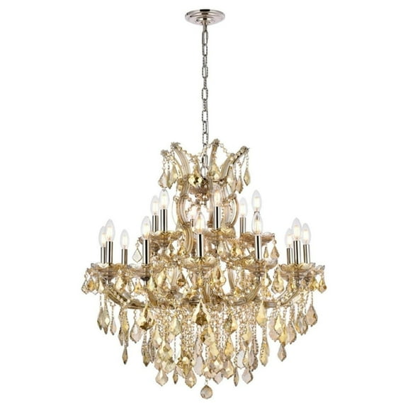 2800 Maria Theresa Collection Chandelier D:30in H:28in Lt:19 Golden Teak Finish (Royal Cut Crystals)