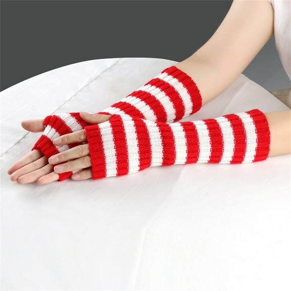 Women Winter Wrist Arm Warmer Solid Knitted Long Fingerless Gloves Mitten Comfy Workout Gym Thermal Safety Gloves for Driving Cycling Running Hiking Skiing