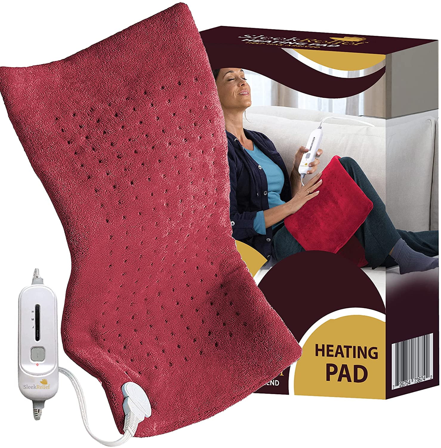Sleek Relief FastHeating & Auto Shut off Electric Heating Pad for Back
