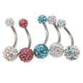 thumbnail image 3 of 2x 5PCS Bola Brillante de Acero Inoxidable Pendiente de Ombligo de Cristal Barra de Anillos de Botón de Ombligo Fernando Anillo de ombligo de cristal, 3 of 8