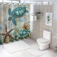 thumbnail image 2 of Orinice  Sea Turtle Bathroom Sets  with Shower Curtain and Window Curtain, Nautical Blue Sea Beach Theme Shower Curtain Sets, Matching with Waterproof Curtain for Bathroom Window 36x72, 2 of 7