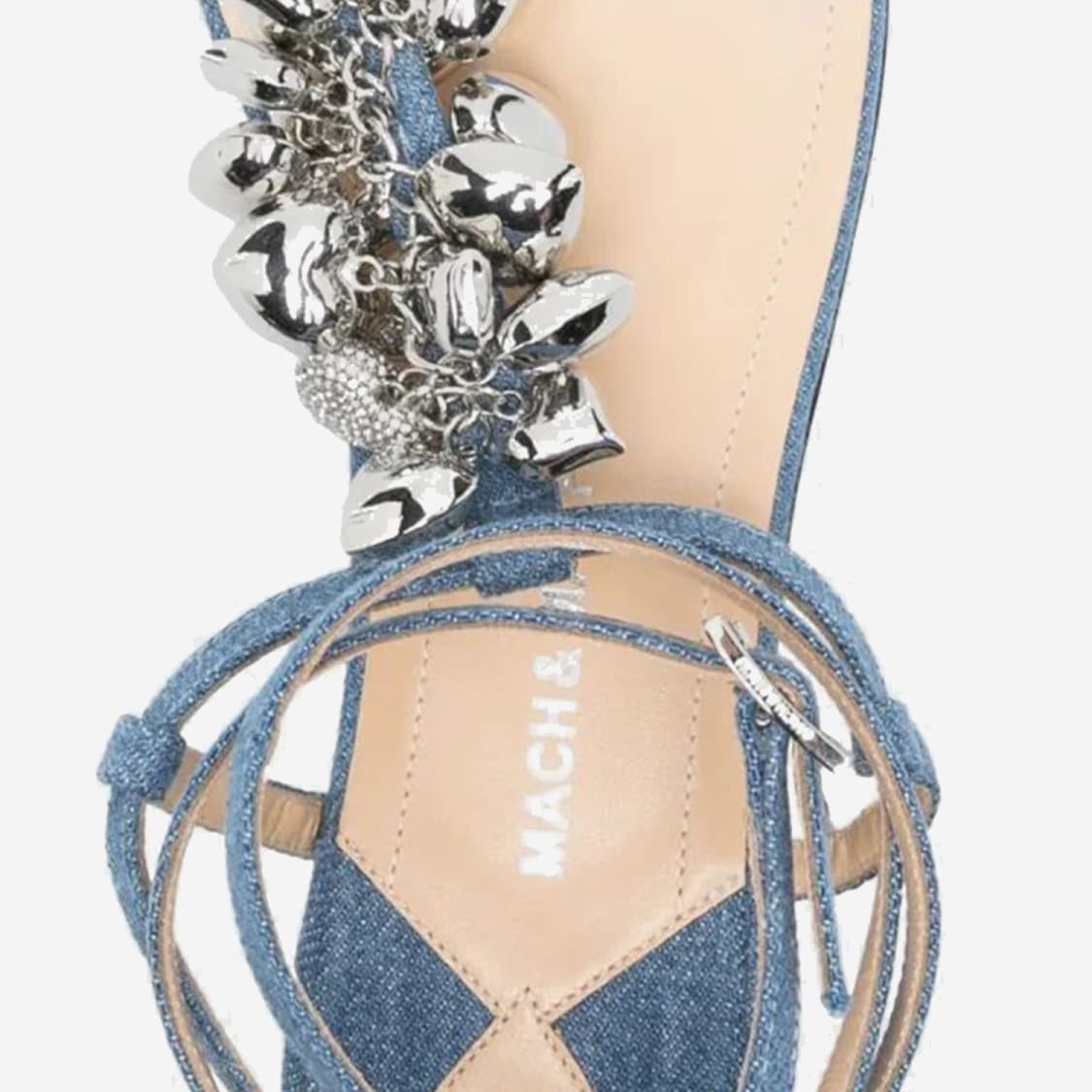 サンダル・ミュール Mach & Mach Cotton And Leather Sandals With Heart-Shaped Mach & Mach Cotton And Leather Sandals With Heart-Shaped