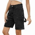 thumbnail image 3 of Vintage Knee Length Baggy Jorts with Pockets Cargo Shorts for Women High Waisted Y2k Streetwear Fashion Black Grey XL, 3 of 9