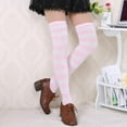 thumbnail image 2 of Womens Thigh High Socks Cotton Striped Over the Knee Socks Long Knee High Socks, 2 of 3
