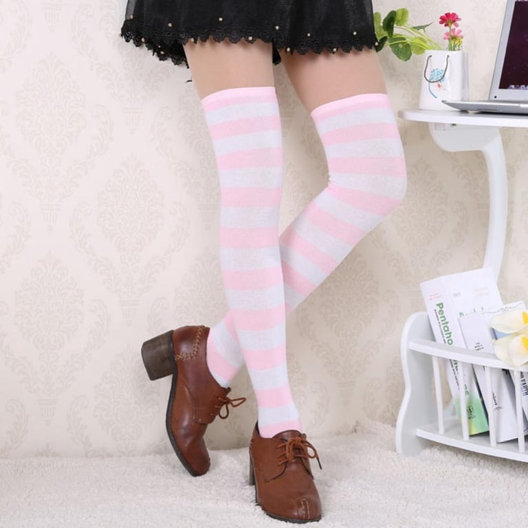Women's Over Knee Striped Socks – Thigh High Stockings & Leg Warmers For Cosplay, Christmas & Daily Outfits