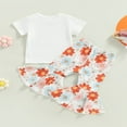 thumbnail image 4 of JUNWELL Toddler Baby Girl Clothes Flower T Shirt Bell Bottoms Pants Summer Outfits Set 0-6 Years, 4 of 6