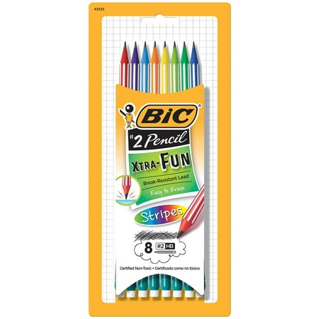 BIC #2 Pencil Xtra Fun Stripes Cased Pencil PGESP81-BLK