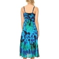 thumbnail image 2 of Sakkas Adela Women's Tie Dye Embroidered Adjustable Spaghetti Straps Long Dress - Turquoise - S/M, 2 of 5