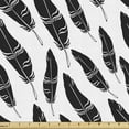 thumbnail image 1 of Feather Upholstery Fabric by the Yard, Continuous Boho Vintage Abstract Bird Plumage Hand Drawn Pattern on Plain Backdrop, Decorative Fabric for DIY and Home Accents, Black White by Ambesonne, 1 of 5