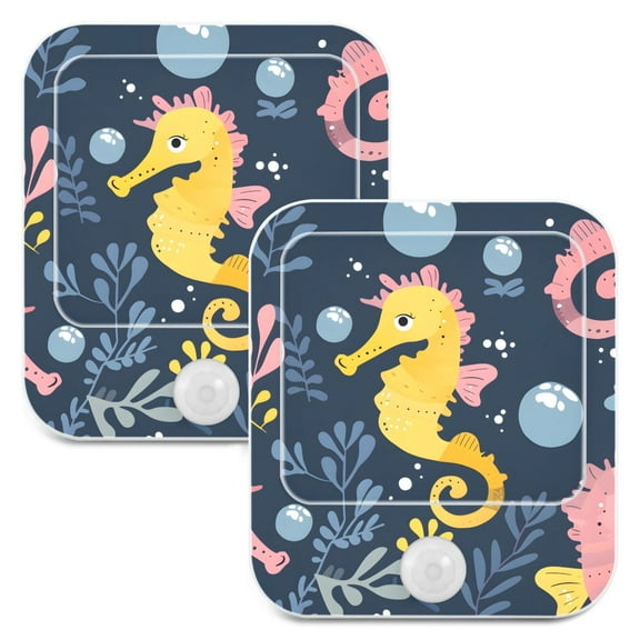 Seahorse Bubble Night Lights Plug into Wall LED with Auto Light Sensor Warm Light for Kids Hallway Bedroom Living Room Kitchen Bathroom Set of 2