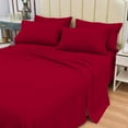 thumbnail image 4 of 7 Piece Luxury Rayon Made From Bamboo Sheets Set- Split Red Sheets, Softer Than Cotton-Up To 16" Deep Pockets-Wrinkle Free-Extremely Soft Bamboo Derived Rayon Sheets- Split King,Red, 4 of 5