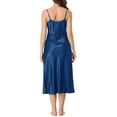 thumbnail image 3 of INSPIRE CHIC Women's Satin Nightgowns V-Neck Camisole Lounge Pajamas Long Silky Dress M Blue, 3 of 6