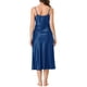 thumbnail image 3 of INSPIRAR CHIC Camisones de Satén para Mujeres con Escote en V y Tirantes de Espagueti, Pijamas de Lounge, Vestido Largo de Seda L Azul, 3 of 6