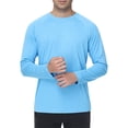 thumbnail image 3 of Fishing Shirts for Men UPF 50+ Long Sleeve Shirt UV Protection Swim Fishing Lightweight Shirts Crew Neck Quick Dry T Shirts Rash Guards,Sky Blue L, 3 of 5
