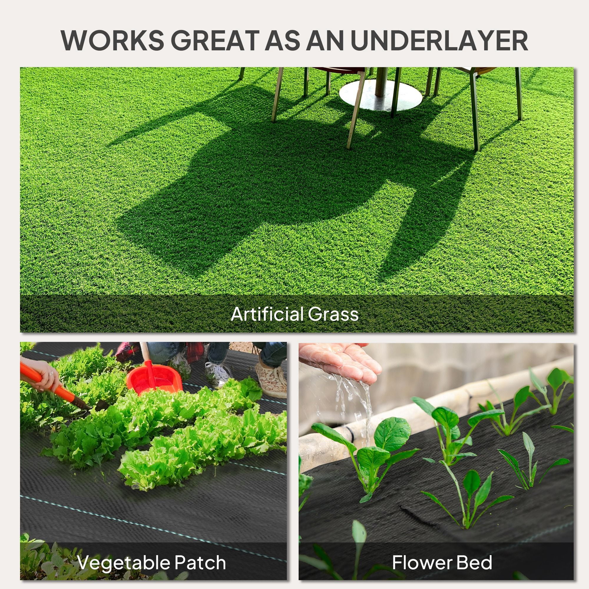 Outsunny 6ft x 300ft Heavy Duty Weed Barrier Landscape Fabric, Black Woven Polypropylene Ground Cover for Garden, Greenhouse and Outdoor Planting, Maintains Soil Moisture and Airflow