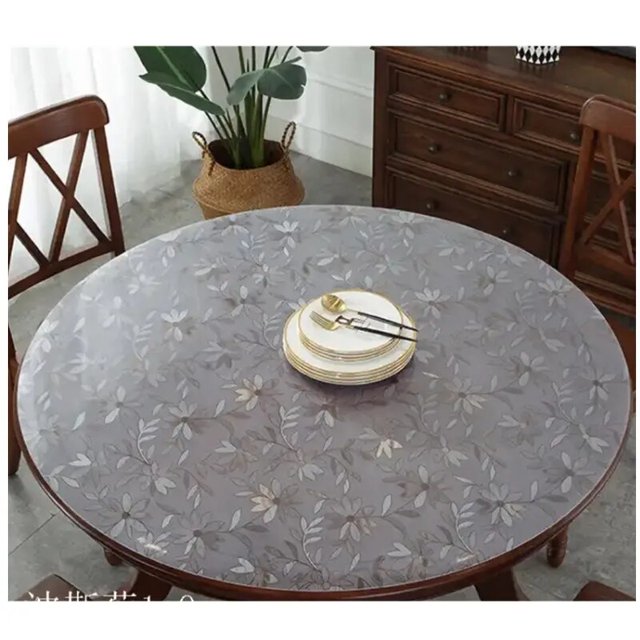 Mantel redondo transparente de PVC suave, impermeable, oilpoof, sala de estar, mesas de comedor, cocina, Protector de escritorio, decoración del hogar (501