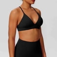 thumbnail image 4 of Sports Bras Without Removable Pads Solid-Color Crisscross Back Adjustable Straps Medium Support Workout Yoga Bra, 4 of 9