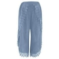 thumbnail image 4 of Ladies Solid Color Casual Pocket Loose Patchwork Wide Leg Pants Ladies Trousers, 4 of 4