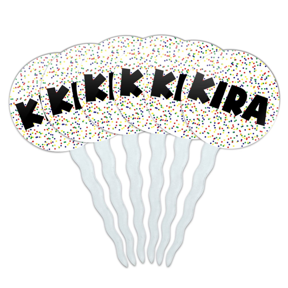 Kira Cupcake Picks Toppers Set of 6 Mutlicolored Speckles