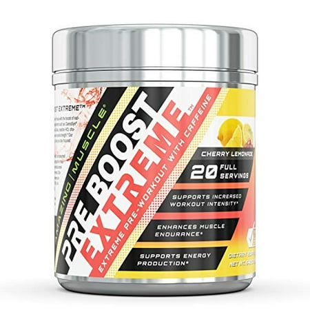 Amazing Muscle Pre Boost Extreme- Pre-Workout with Caffeine (Cherry Lemonade) - 400 g (14.11 oz) - Supports Increased Workout Intensity - Enhance Muscle Endurance - Supports Energy