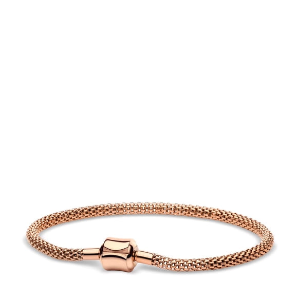 Brazalete BERING Artic Symphony de malla de acero inoxidable en oro rosa