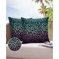 thumbnail image 6 of Pack of 2 Outdoor Pillow Covers, Ombre Leopard Print Turquoise to Purple Gradient Waterproof Square Throw Pillowcase Cushion Decorative Pillow Covers for Couch Patio Tent, 18x18 in, 6 of 6