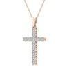 Diamond Cross Necklace For Women 14K Rose Gold 0.60 CTW 27 MM Easter Gifts 18" Chain ( L , I2 )