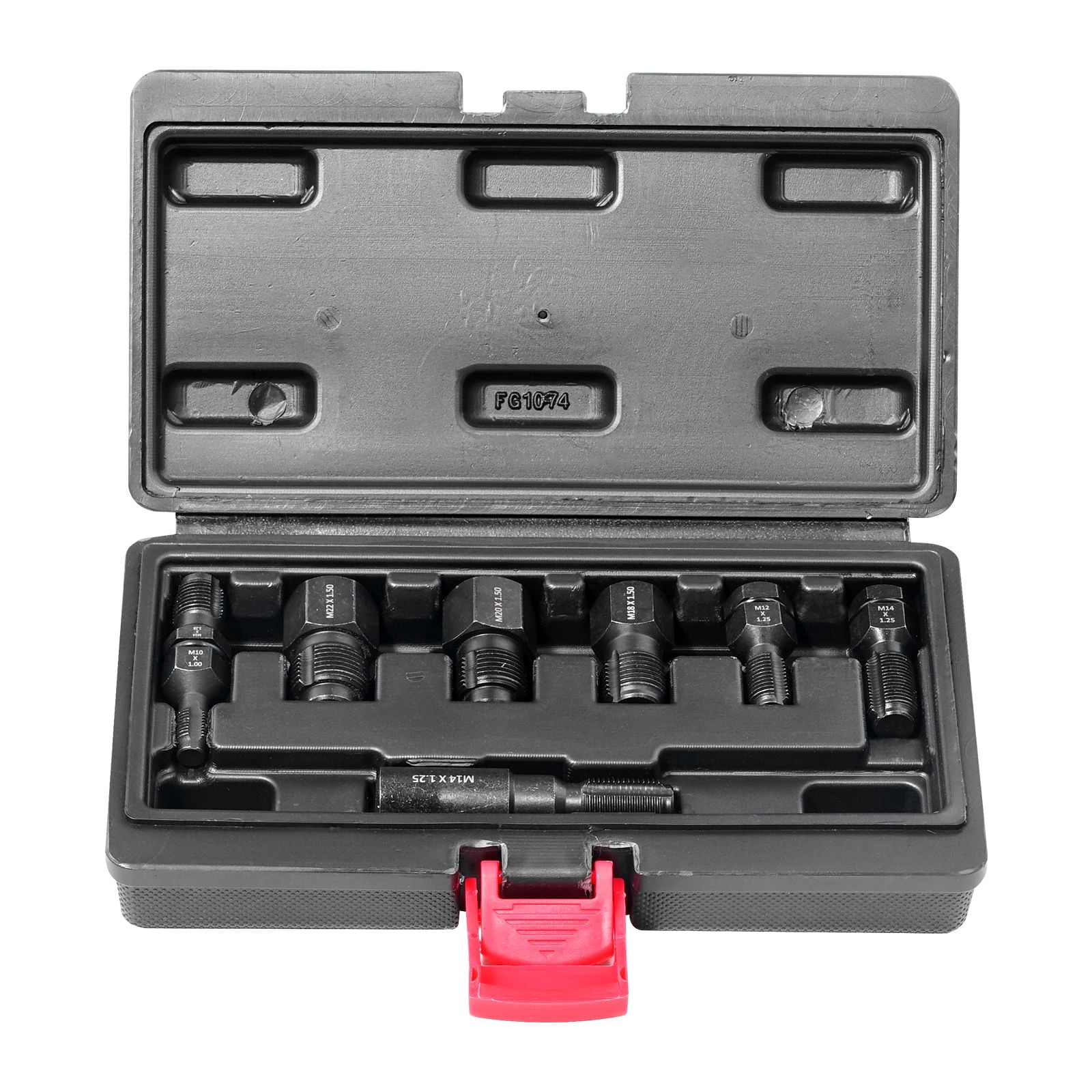 Master Thread Chaser Set, 7-Piece Carbon Steel Thread Restorer Kit with Square Drive, Includes M10-M22 Sizes for Automotive Spark Plug and Sensor Thread Repair