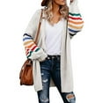 thumbnail image 2 of Fall Cardigans Women Over Warm Rainbow Stripe Print Long Sleeve Open Front Fashion Outwear Sweater Tops Women's Cardigans, 2 of 9