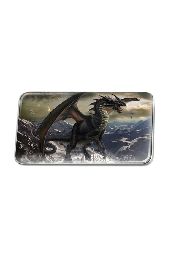 Rogue Dragon Winter Mountain Top Metal Rectangle Lapel Hat Pin Tie Tack Pinback