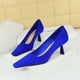 thumbnail image 3 of Zapatos de tacón bajo de ante de lujo para mujer, de boca poco profunda, con punta cuadrada, ajustados, de tacón medio alto, versátiles, clásicos, para boda, 3 of 5