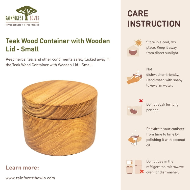 Teak Wood Spice Containers - Durable, Artisan-Made