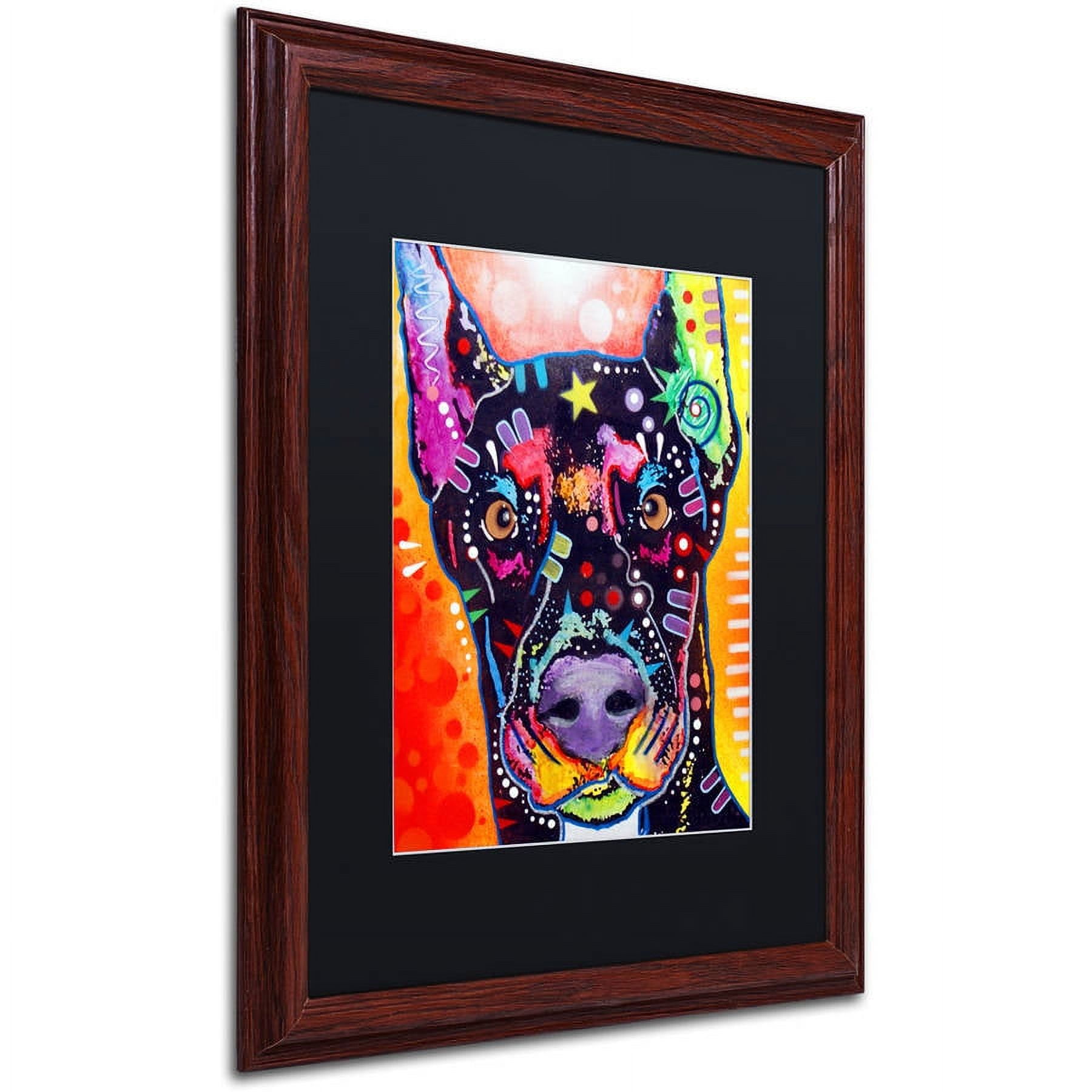 Trademark Fine Art "Doberman" Canvas Art by Dean Russo, Black Matte, Wood Frame