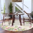 thumbnail image 3 of Large Round Rug 8Ft Washable Non-Slip, Pink Purple Flower Circle Area Rugs for Living Room Bedroom, Spring Vintage Country Floral Leaf Plant Indoor Floor Mats Carpet Runner for Home Decor, 3 of 8