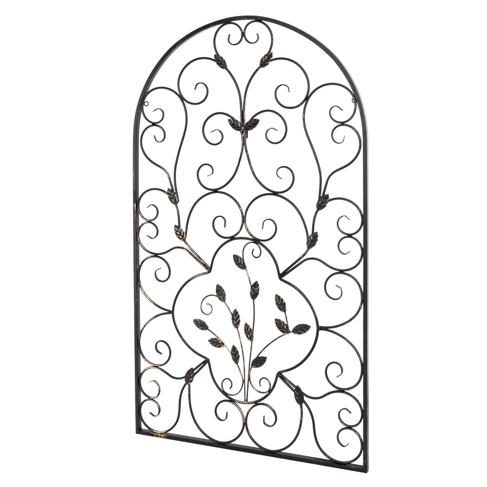 41" Semi-Circular Retro Decor Spanish Arch Wall Art Leaf Shape Iron Ornament 