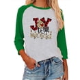 thumbnail image 2 of Qarigey Blusas de manga tres cuartos Mujer Impreso 3/4 Camiseta de algodón con manga Casual Blusa diaria Tops, Negro, M Prendas para la parte del cuerpo Verde L Qarigey AP003797-13, 2 of 5