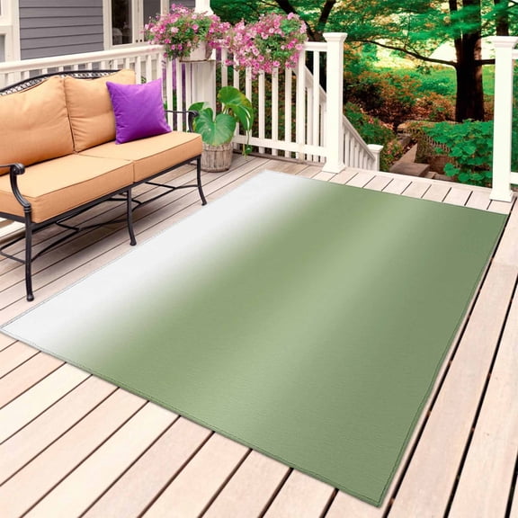 Dark Sage Green Outdoor Rug for Patio/Deck/Porch, Non-Slip Large Area Rug 3 x 5 Ft, Modern Ombre Abstract Aesthetics Indoor Outdoor Rugs Washable Area Rugs, Reversible Camping Rug Carpet Runner