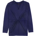 thumbnail image 1 of Alfani Womens Twisted Pullover Blusa, Azul, Mediano, 1 of 2