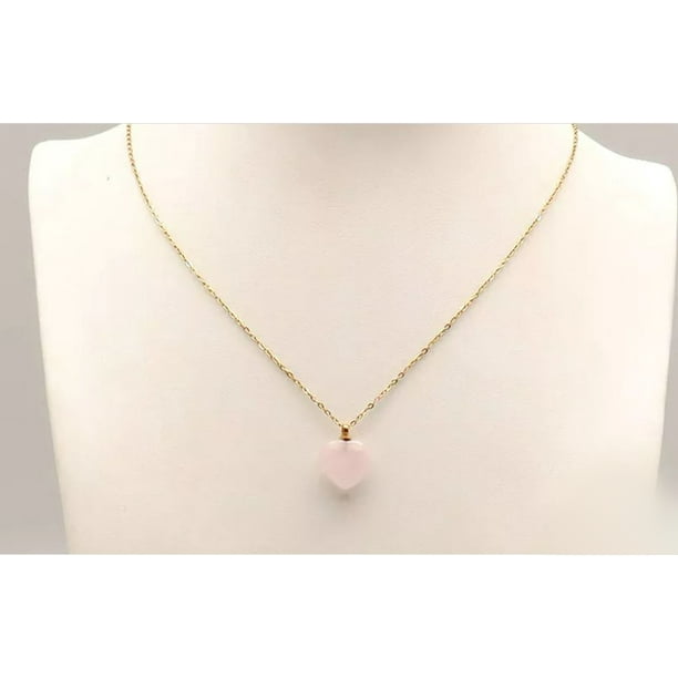 Collar de Corazón MADIOLA Chapa Oro 18K Cuarzo Rosa Aventurina Agata Obsidiana