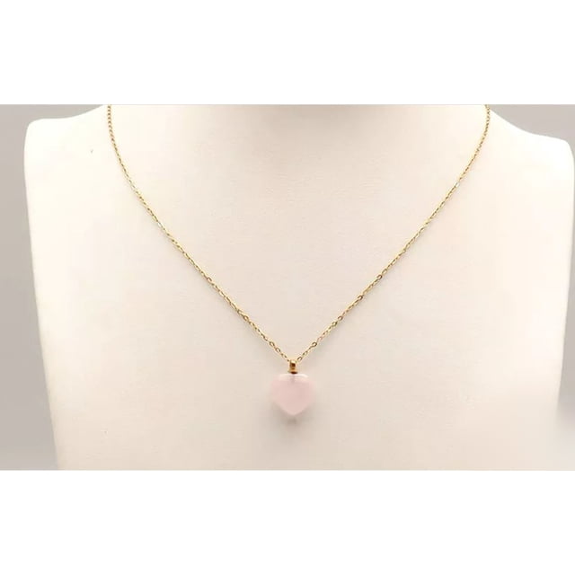Collar de Corazón MADIOLA Chapa Oro 18K Cuarzo Rosa Aventurina Agata Obsidiana