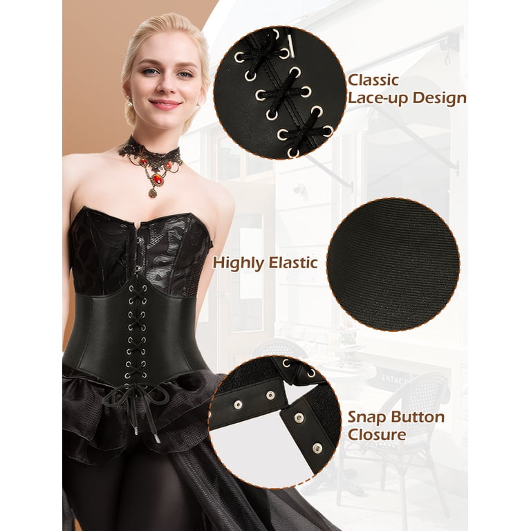 FEOYA Black Corset Belt for Women Vintage Elastic Waist Belt  display picture 3