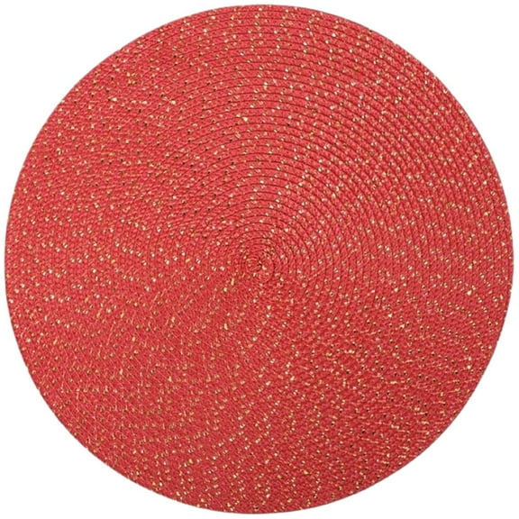 Hot Deal! Miyuadkai Woven Spiral Table Placemats 15 Inches Round Set Of 4 Non Slip Dining & Kitchen Table Mats,Place Mat Clearance Placemat Red